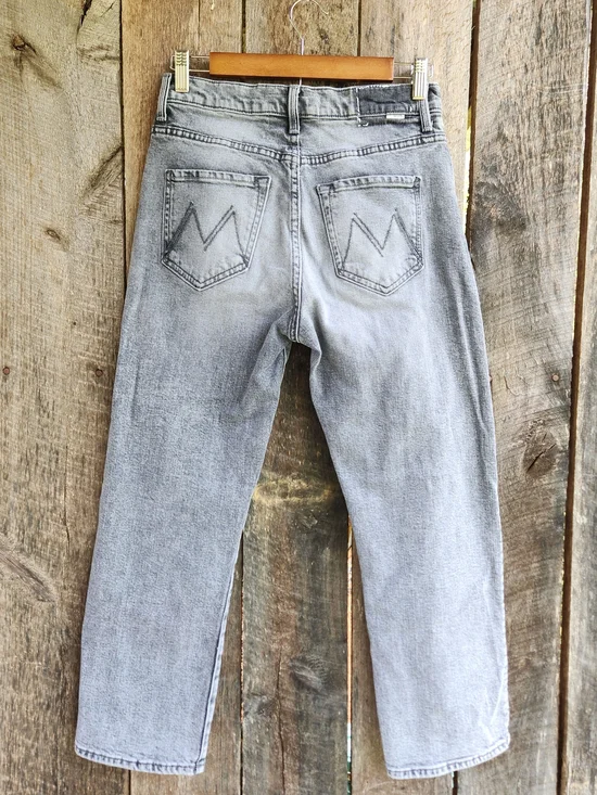 MOTHER Superior Women's Jeans 25 The Ditcher Crop Shadow Dancing Gray Wash - Picture 2 of 12